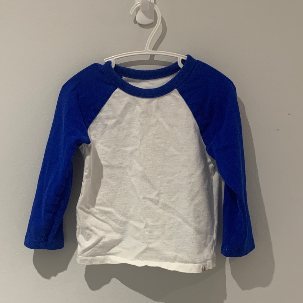 Blue and White Kids Raglan Shirt 2T